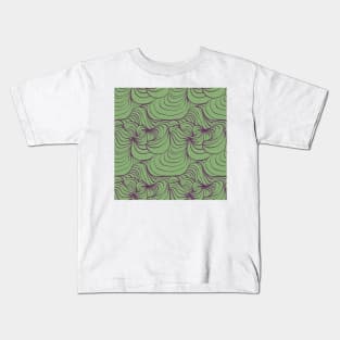 Green and Purple Line Art Pattern Kids T-Shirt